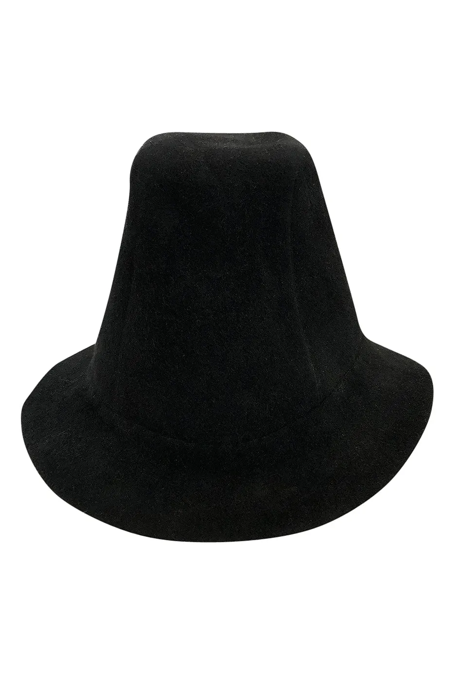 1940s Stylist Hat Salon High Set Black Felt Tilt Hat