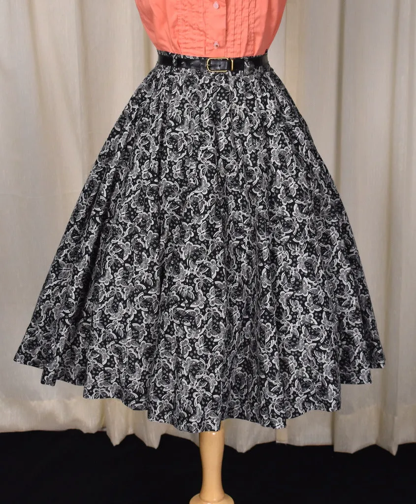 1950s Black Butterfly Full Swing Skirt