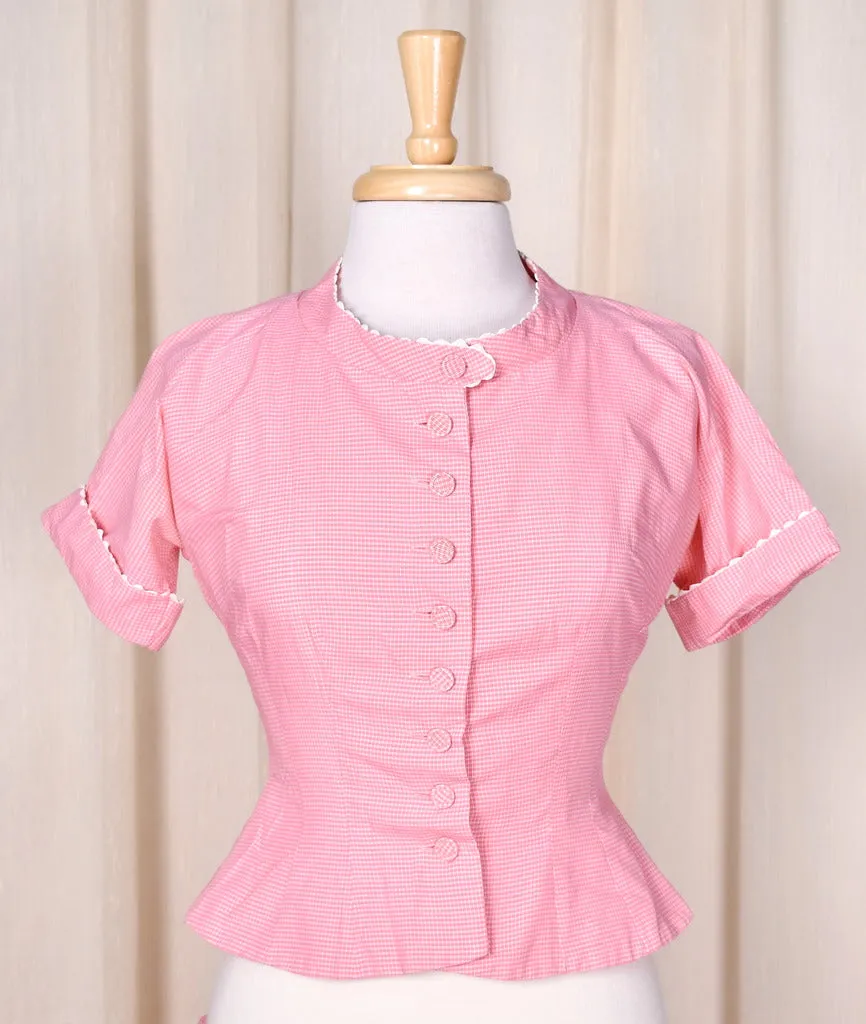 1950s Pink Vintage Peplum Skirt Set