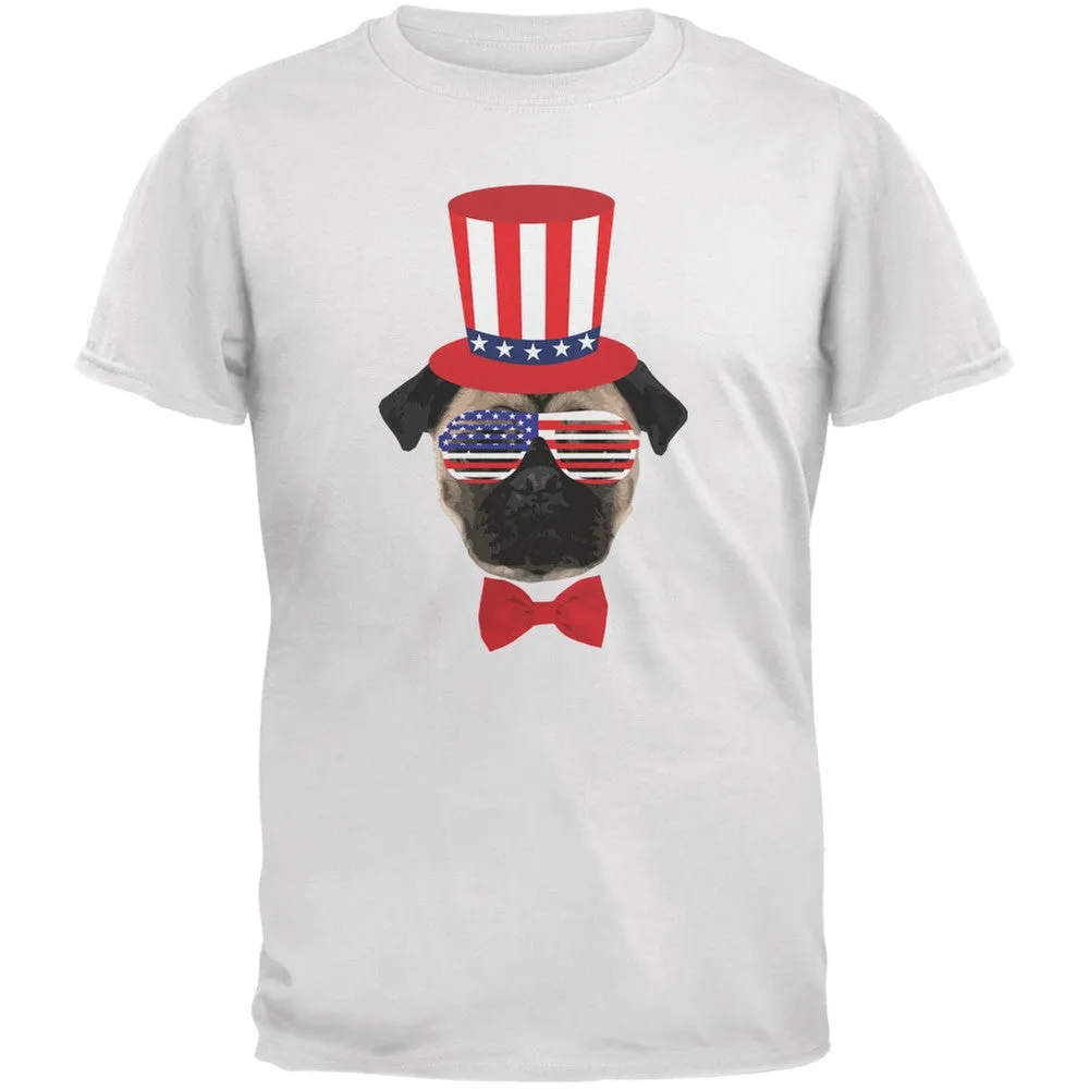 4th of July Funny Pug Navy Adult T-Shirt