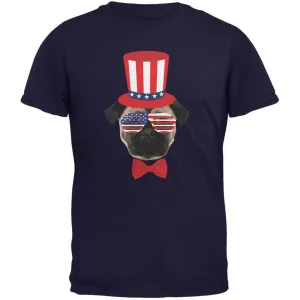 4th of July Funny Pug Navy Adult T-Shirt