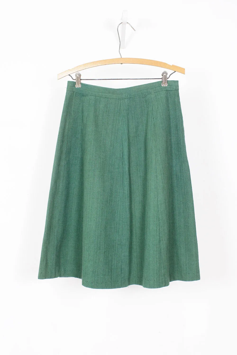 70s Sage Green Flare Skirt M