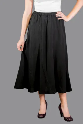 AASK11 - Curved Panels Linen Skirt