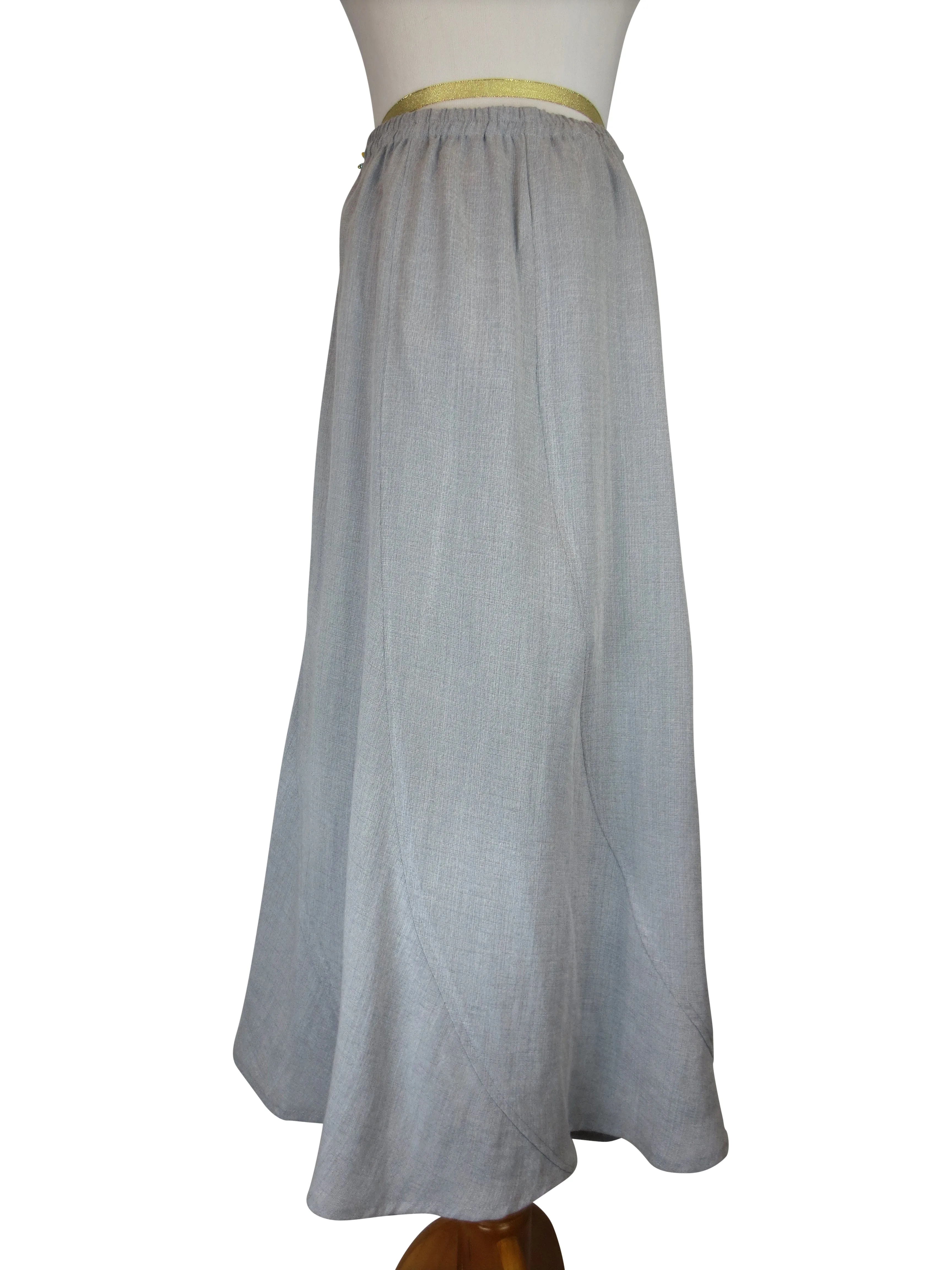 AASK11 - Curved Panels Linen Skirt