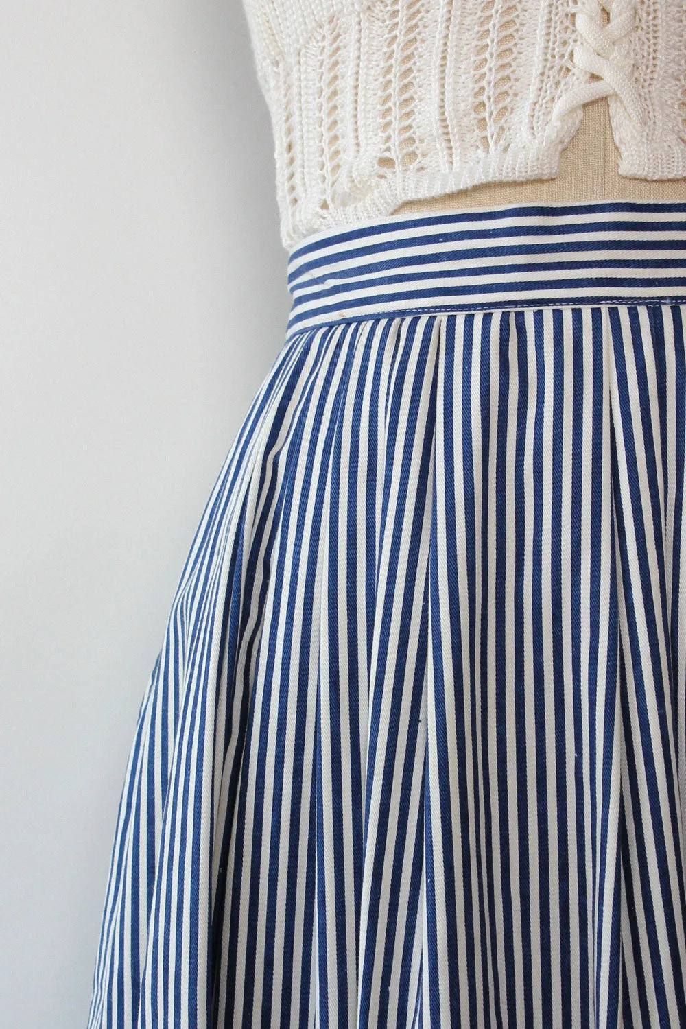 Aegean Stripe Pleat Skirt L