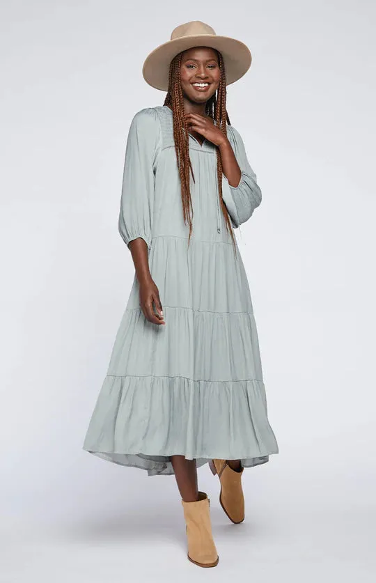 Aloe Green Harlow Tiered Skirt Dress