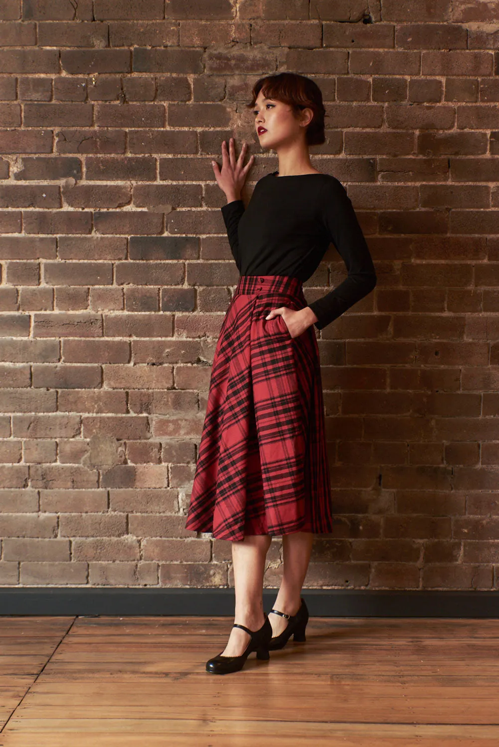 Anna Rose Red & Black Chequer Skirt