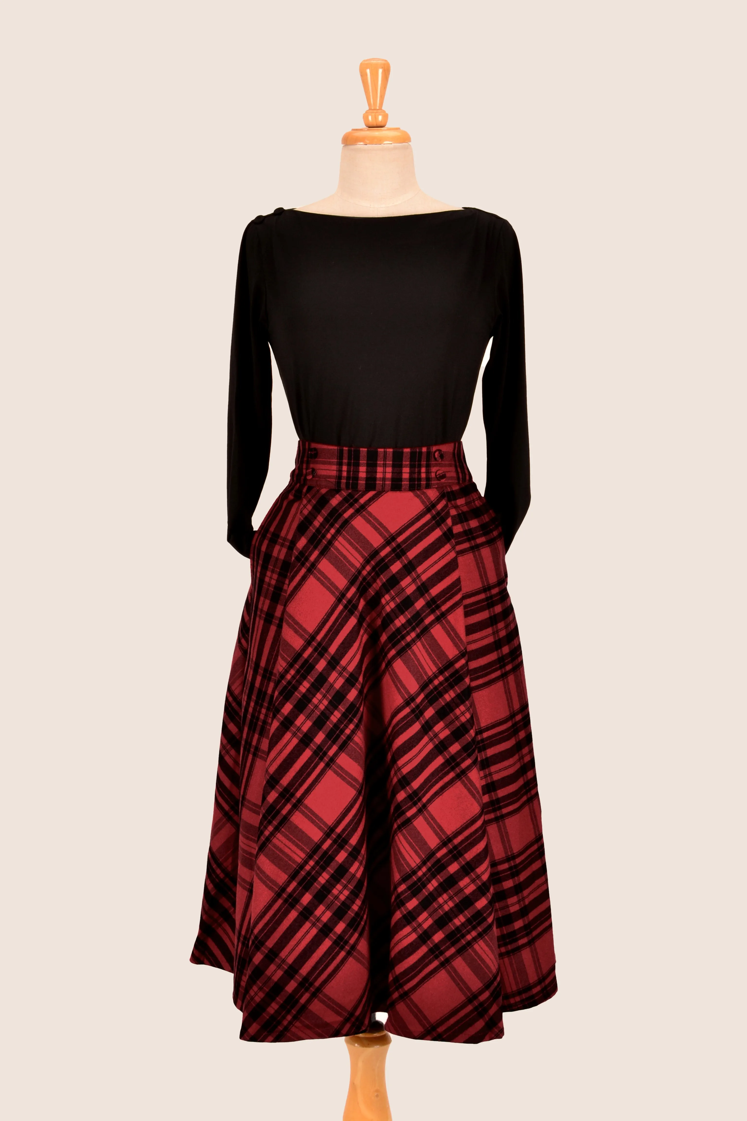 Anna Rose Red & Black Chequer Skirt