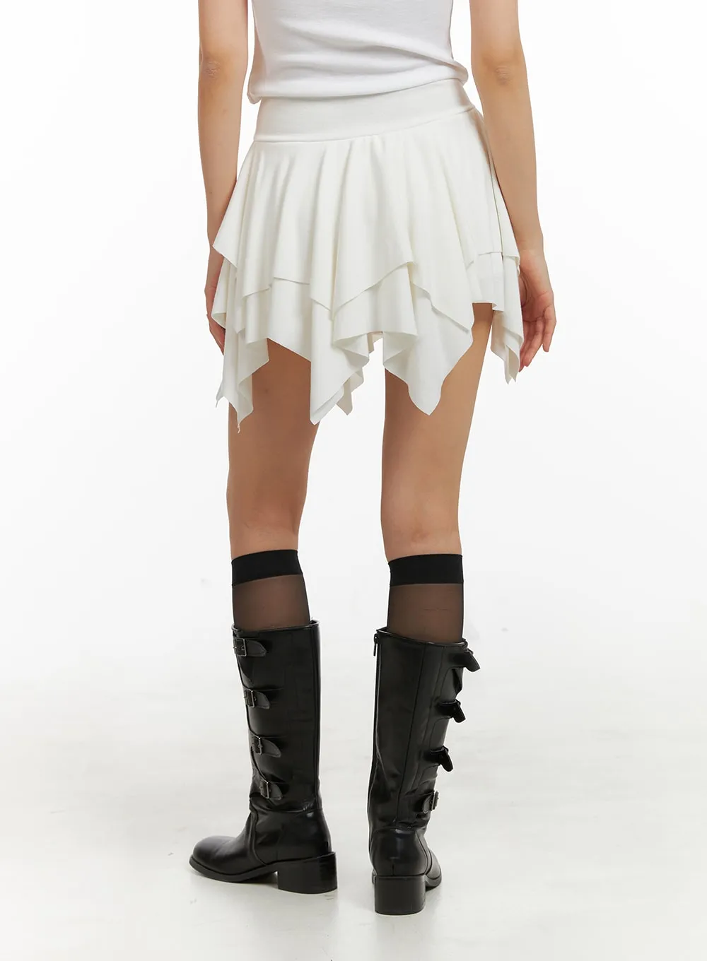 Asymmetrical Ruffle Mini Skirt IA417