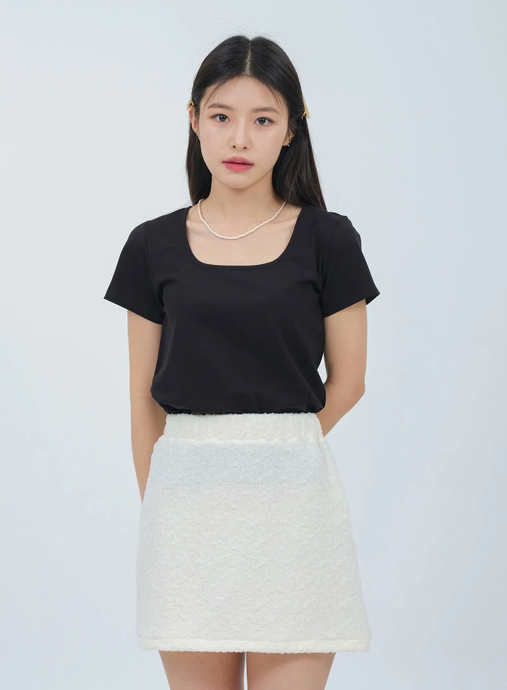 Banded Textured Mini Skirt OA25