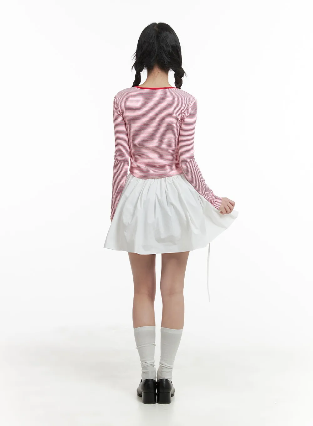 Banding Strap Cotton Mini Skirt OM425