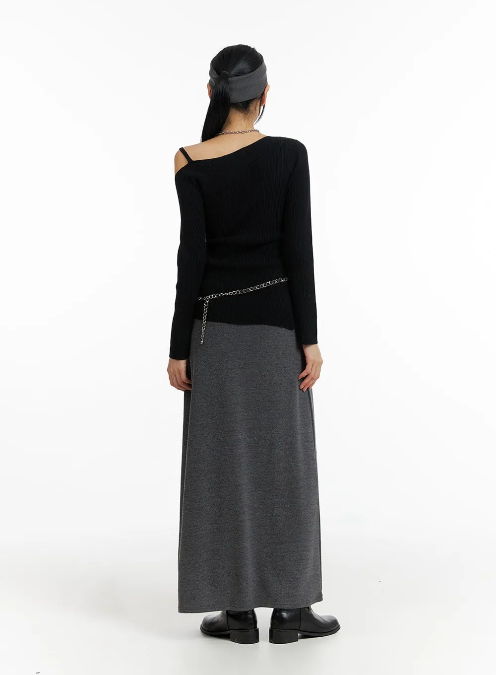 Basic Banded Maxi Skirt IF402