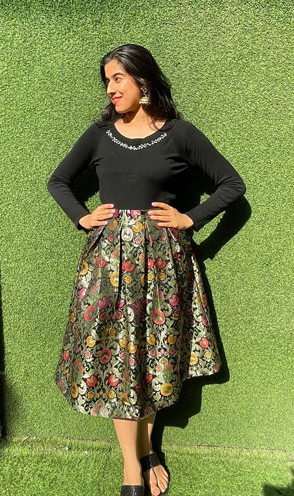 Black Banarasi Kim Khwab Skirt