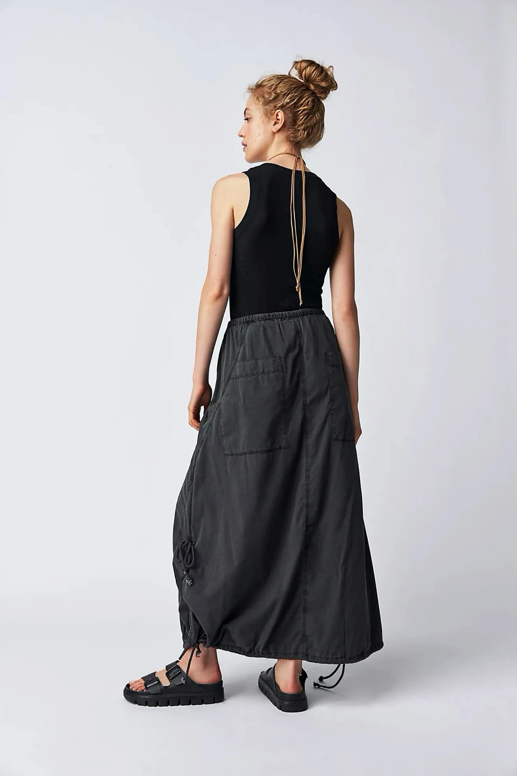 Black Picture Perfect Parachute Skirt