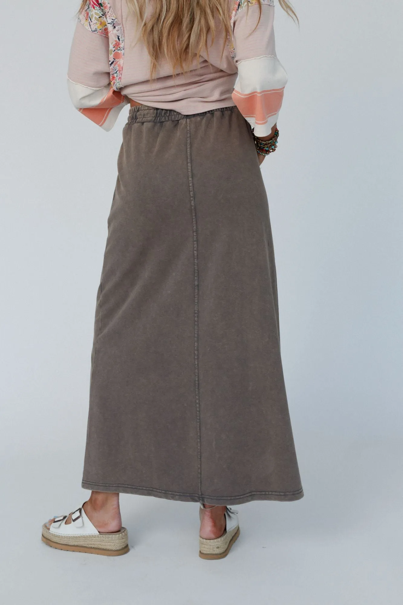 Stylish Ash Bottom Line Drawstring Skirt with Adjustable Waist