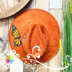 Burnt Orange Hat Monarch- Hand Painted Fall Hat