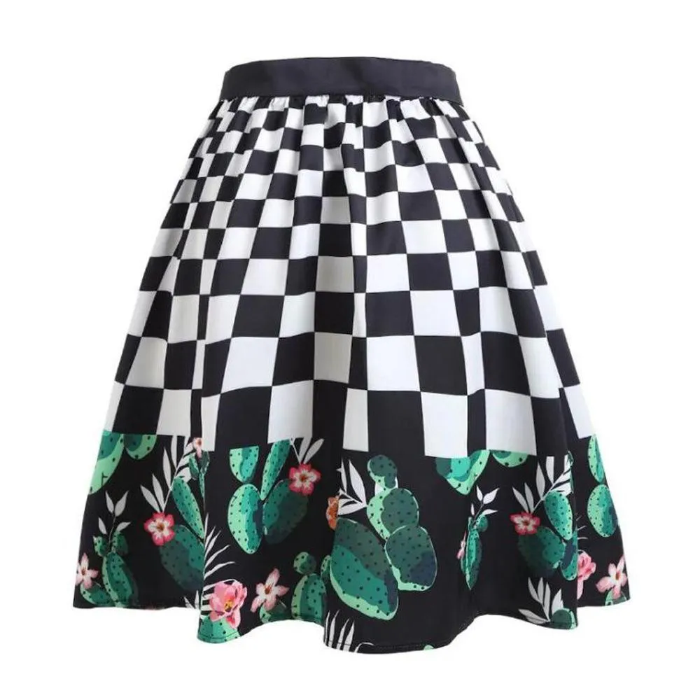 Checkered Craze Cactus Blossom Skirt