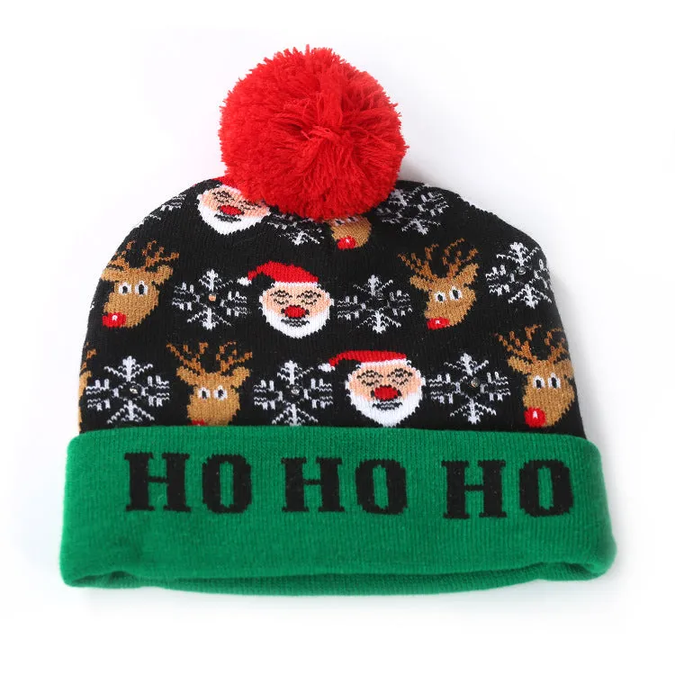 Christmas Flap with Ball Knitted Hat Adult Children's Hat