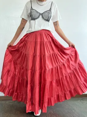 Coral Tiered Maxi Skirt (M)