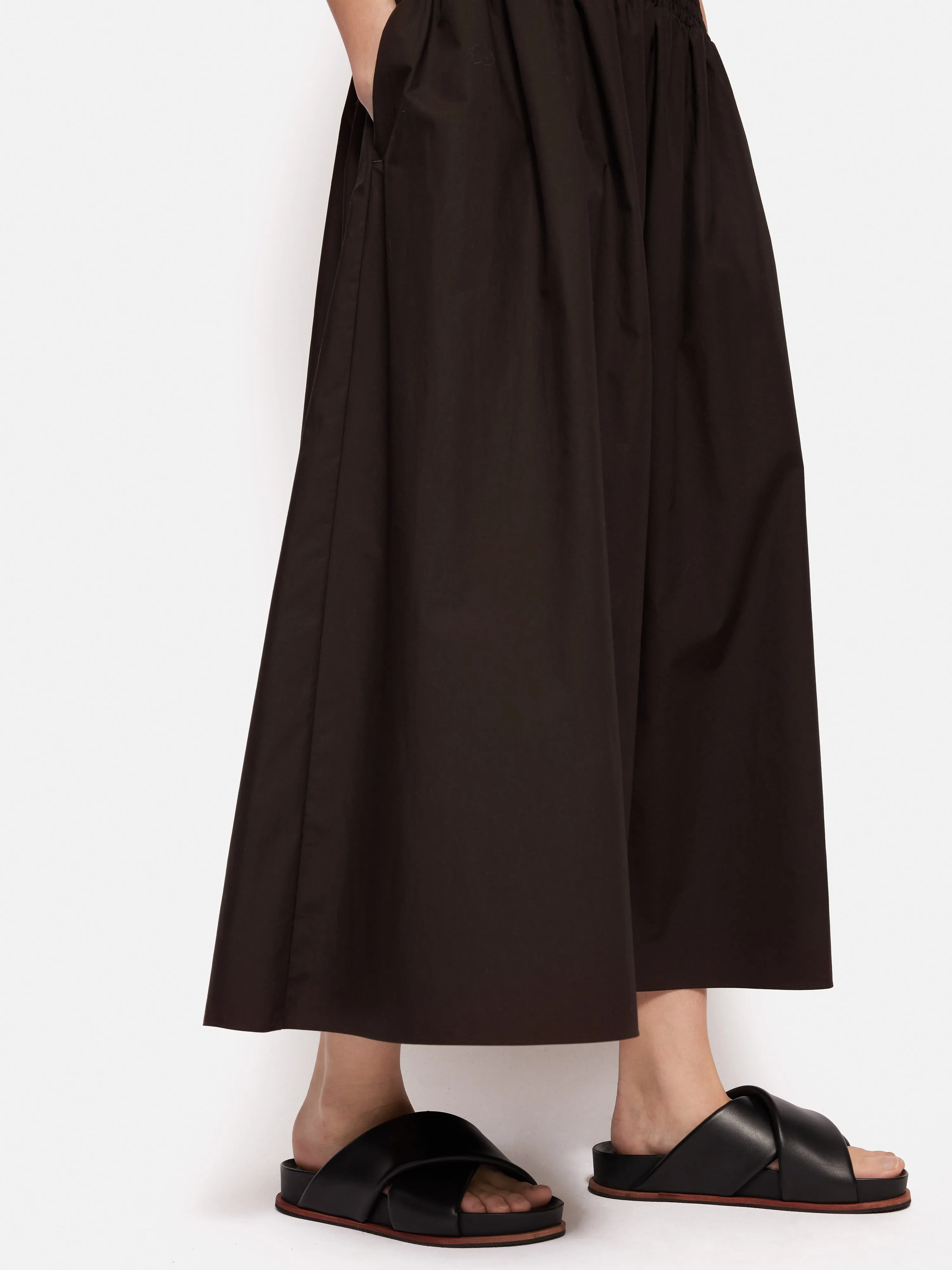 Cotton Poplin Skirt | Brown