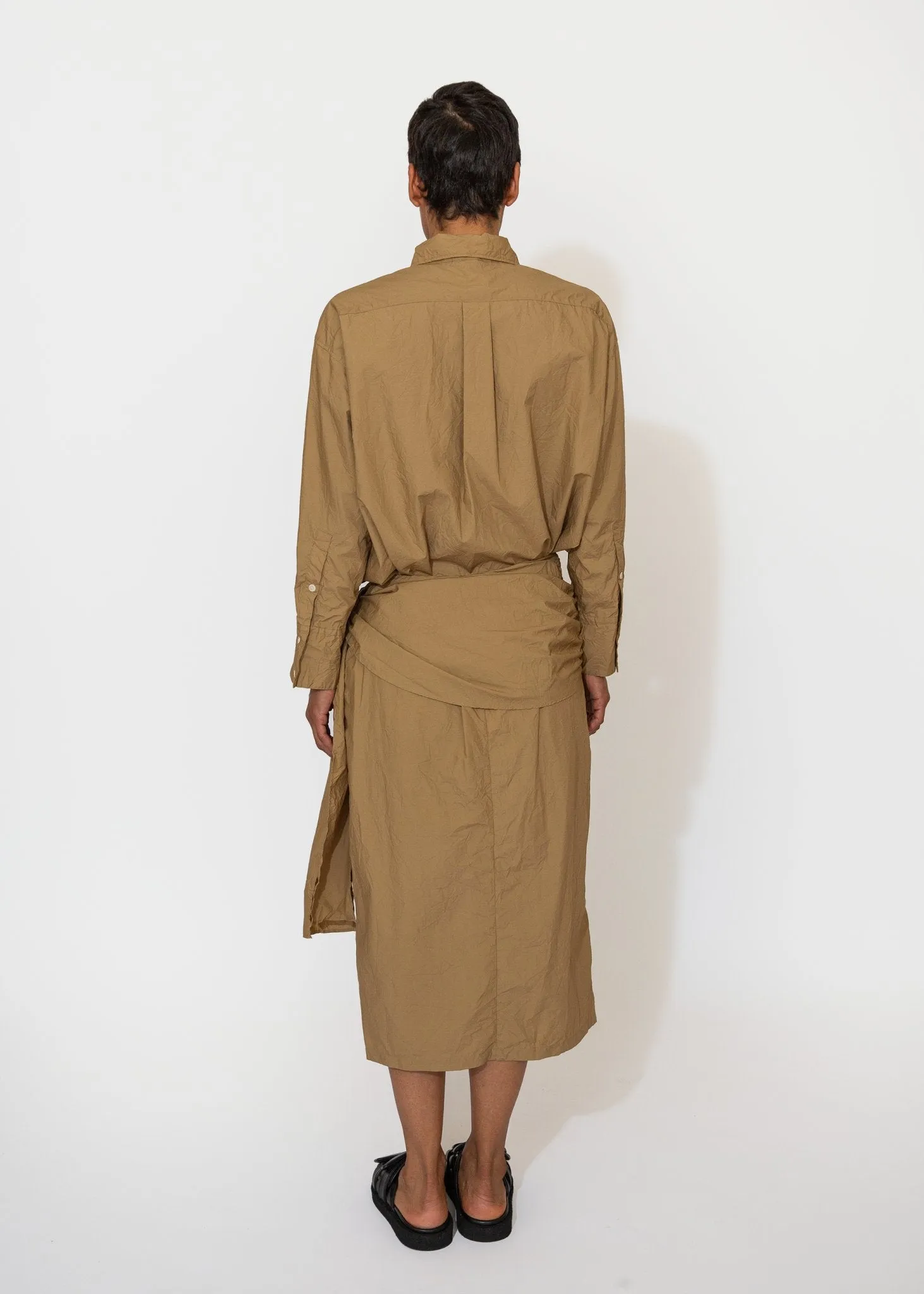 Crinkled Tied Skirt in Tan