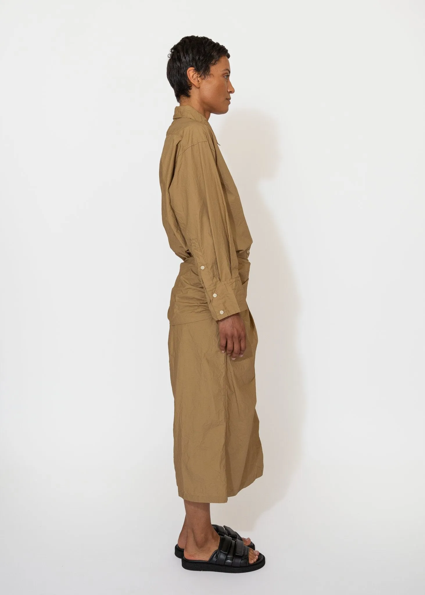 Crinkled Tied Skirt in Tan