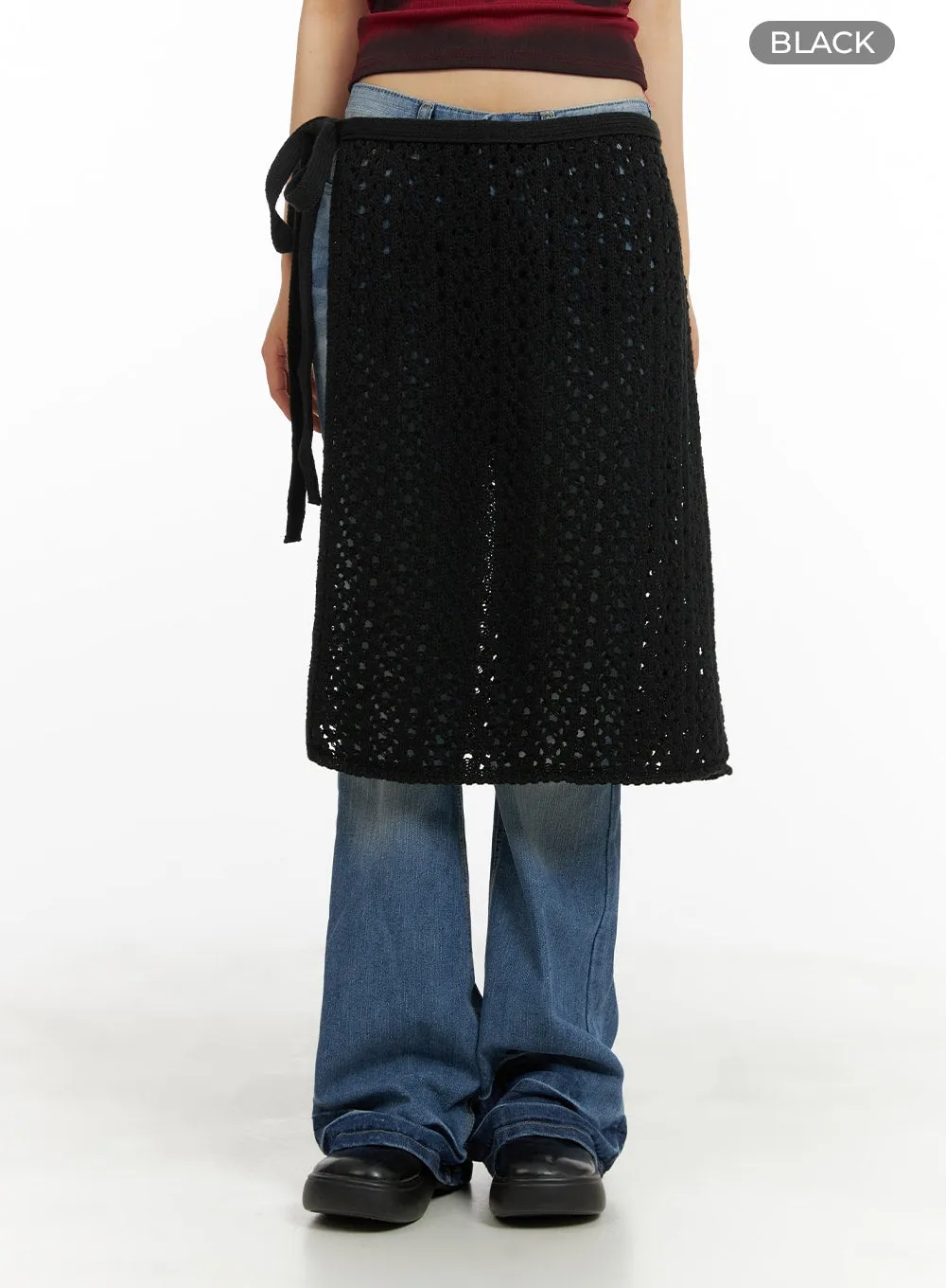 Crochet Wrap Midi Skirt CA412