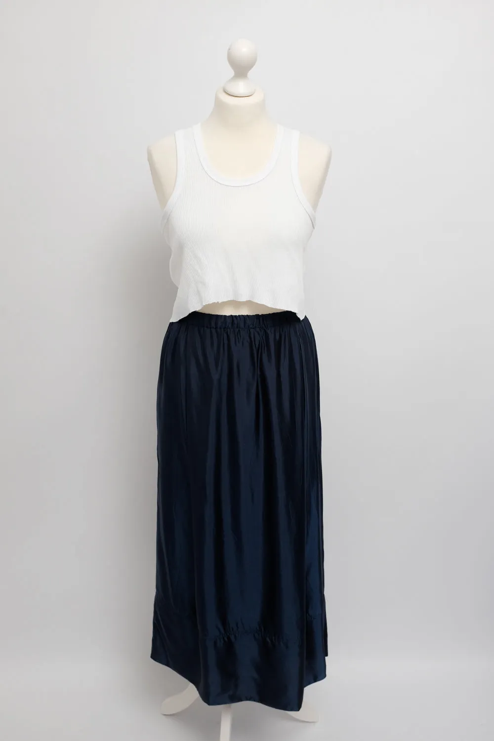 CUPRO YUKAI SATIN NIGHTBLUE SKIRT