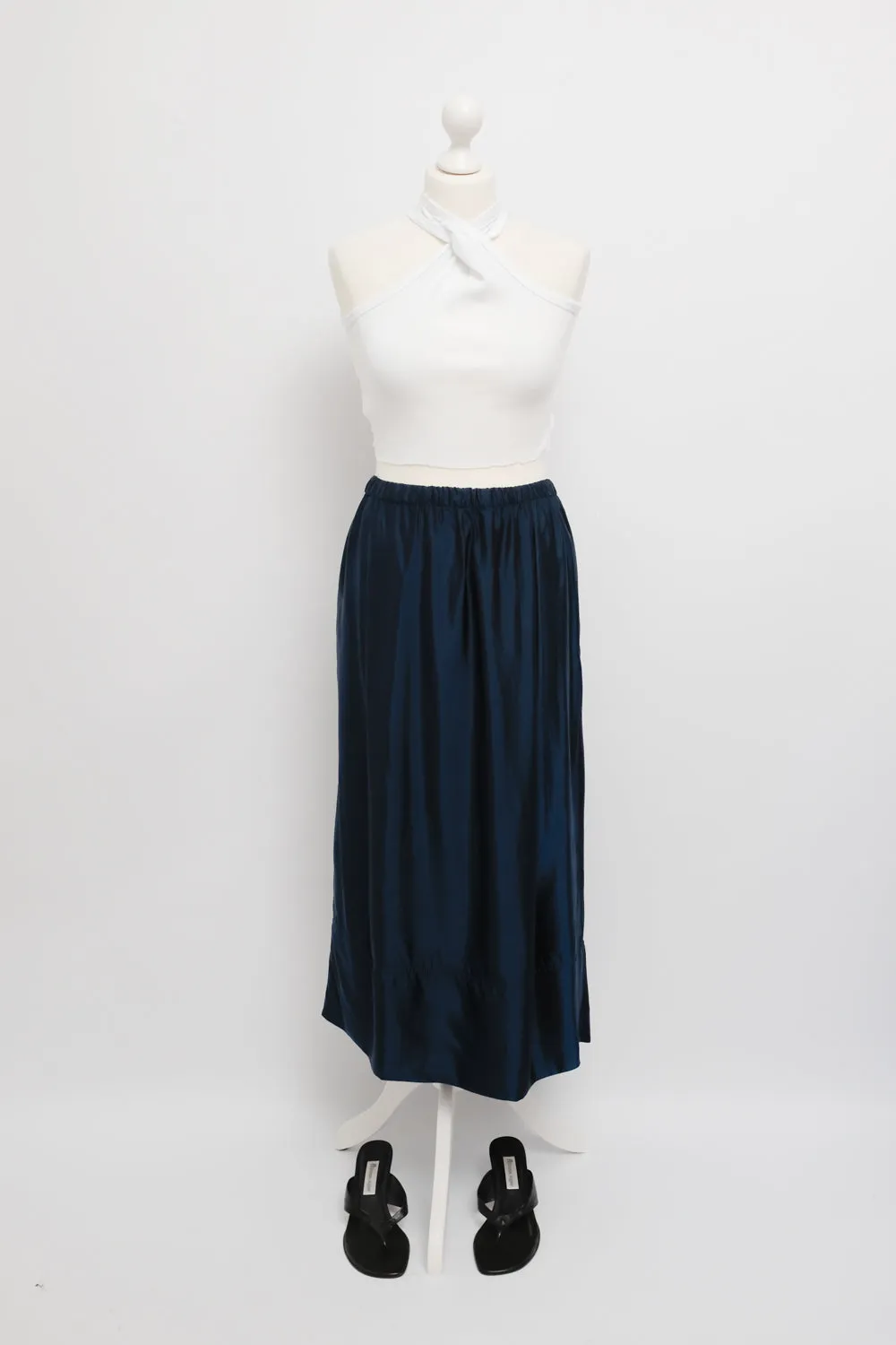 CUPRO YUKAI SATIN NIGHTBLUE SKIRT