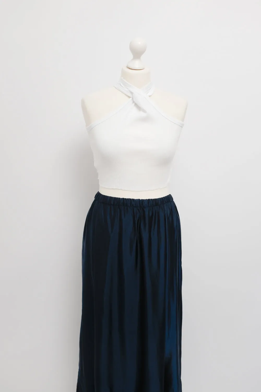 CUPRO YUKAI SATIN NIGHTBLUE SKIRT