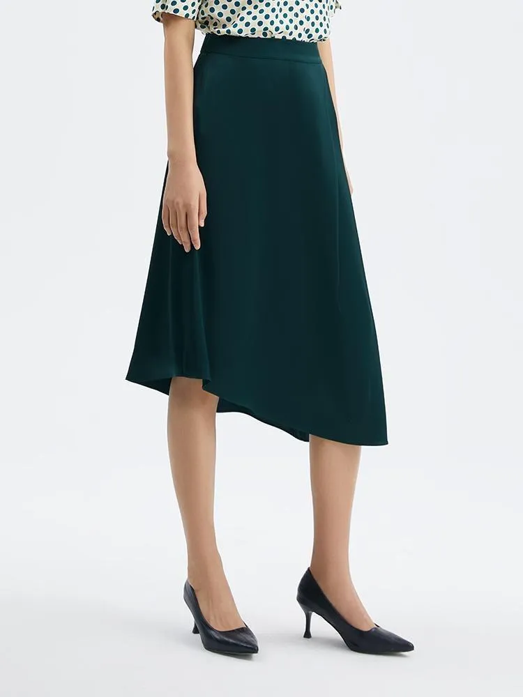 Dark Green Triacetate Asymmetrical Skirt