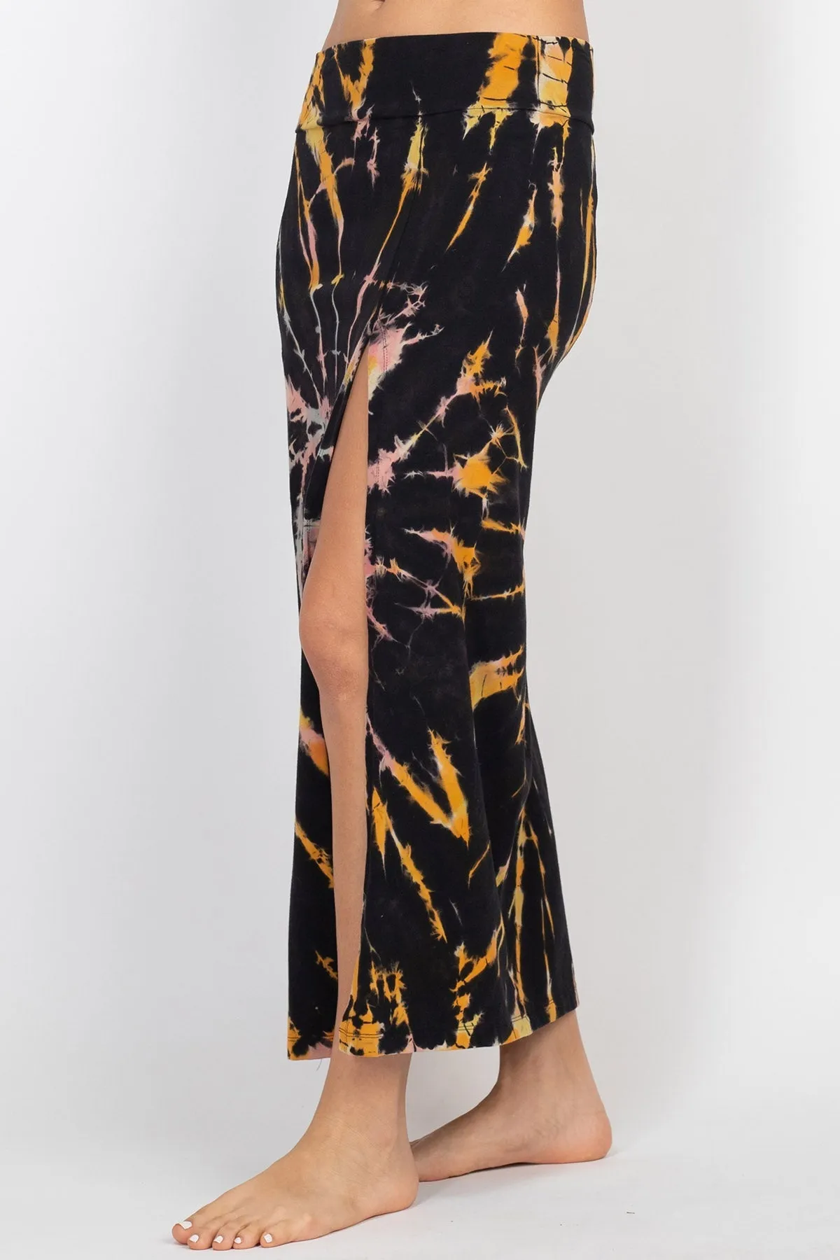 Double Slit Tie-Dye Maxi Skirt