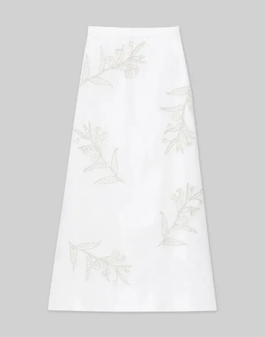 Eco Flora Embroidered Midi Skirt