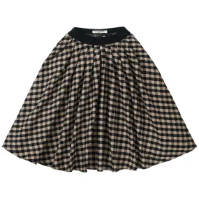 Flannel Checked Midi Skirt Black/Caramel