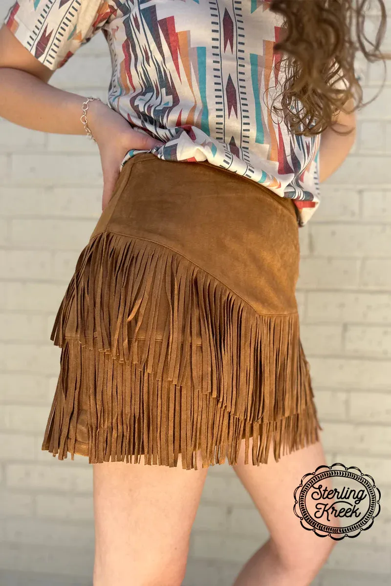 FORT WORTH FRINGE SKIRT BROWN