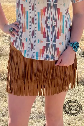 FORT WORTH FRINGE SKIRT BROWN