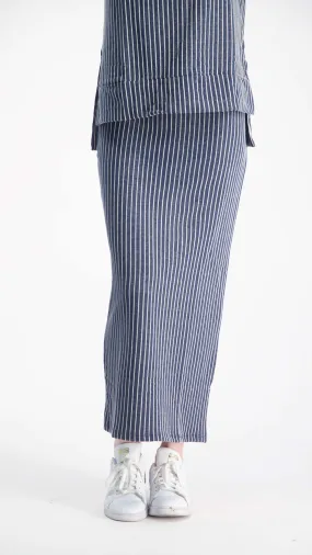 French Terry Skirt / Navy & White Line