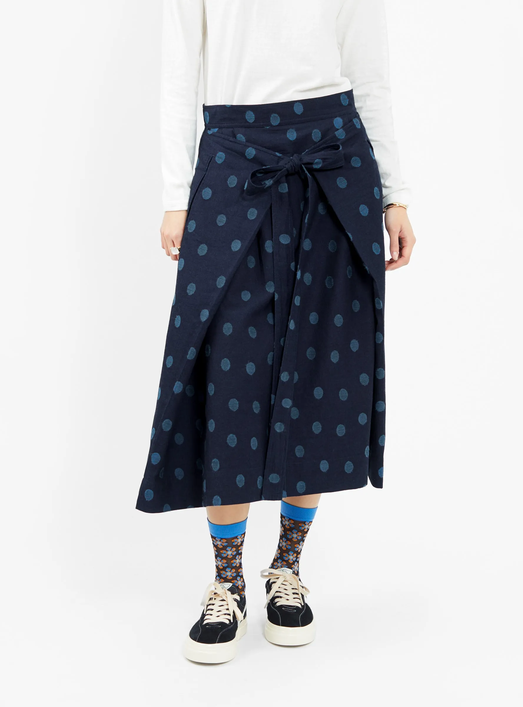 George Skirt Indigo Polka Dot