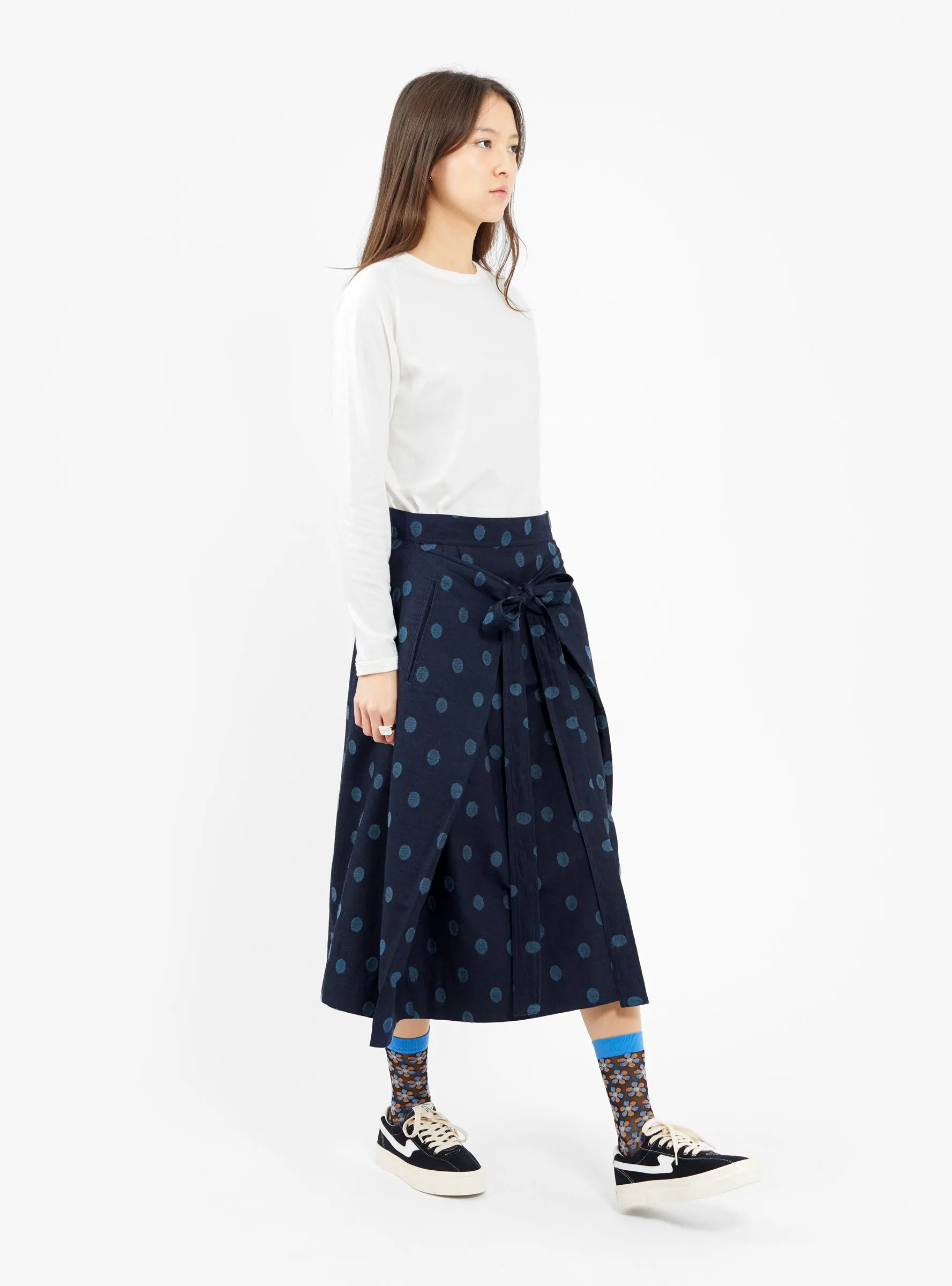 George Skirt Indigo Polka Dot