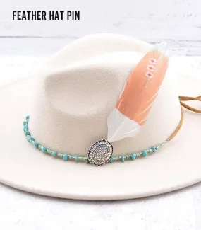 HAT FEATHER PIN  RHINESTONE