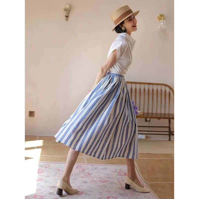 Iris Blue Cotton Swing Skirt