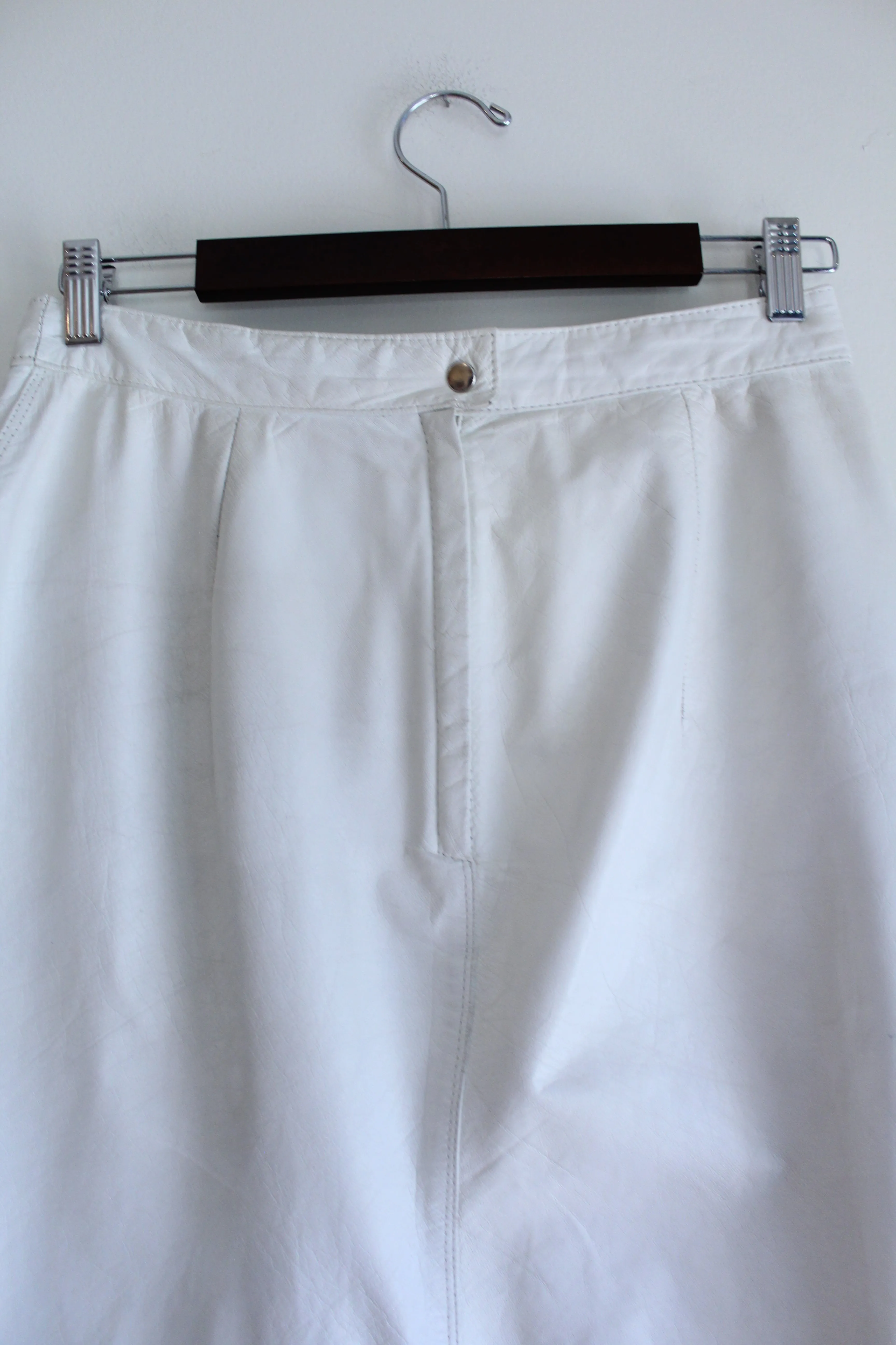 Ivory Leather Vintage Skirt