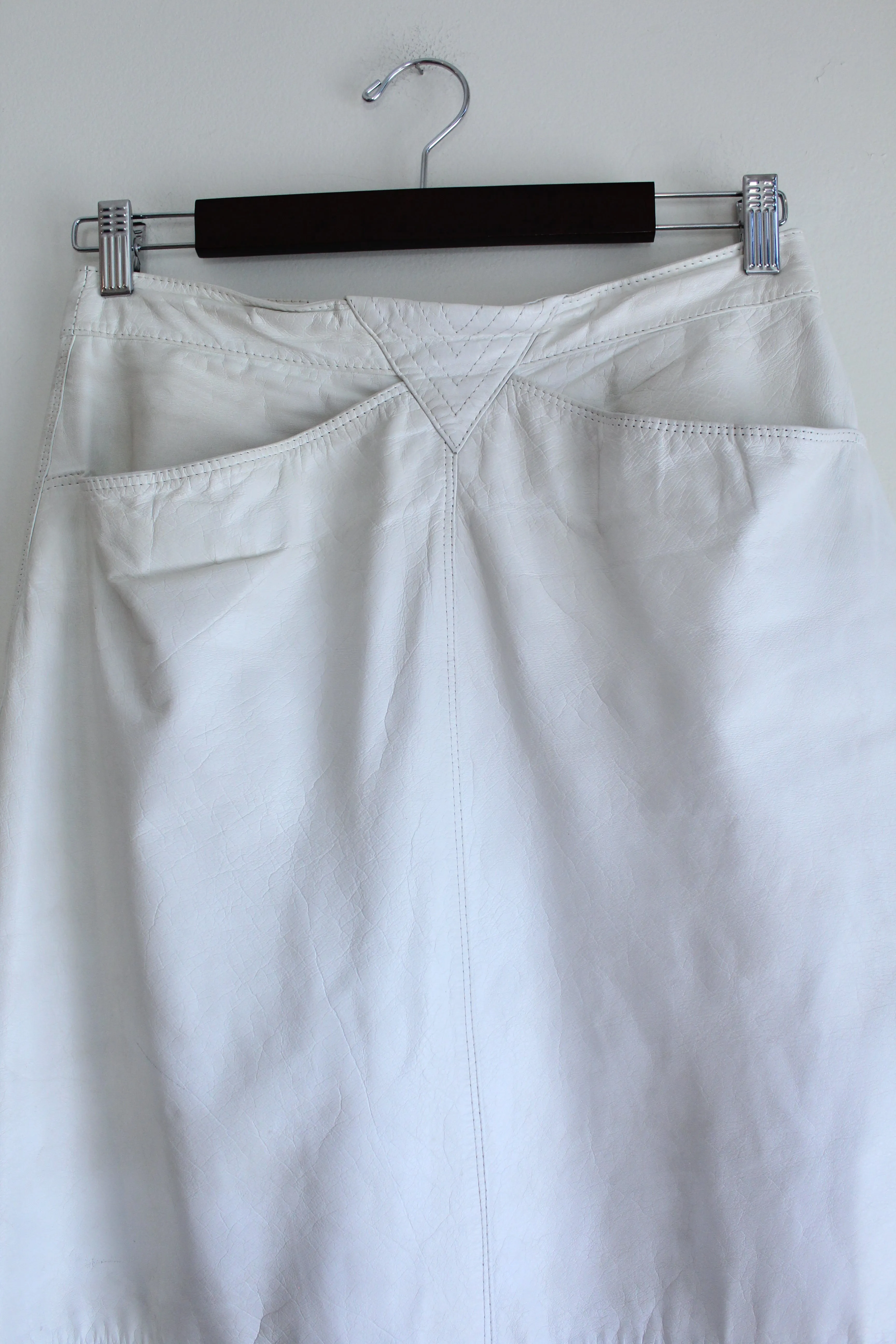 Ivory Leather Vintage Skirt