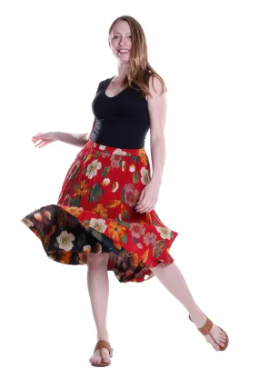 La Cera Crinkle Printed Reversible Skirt