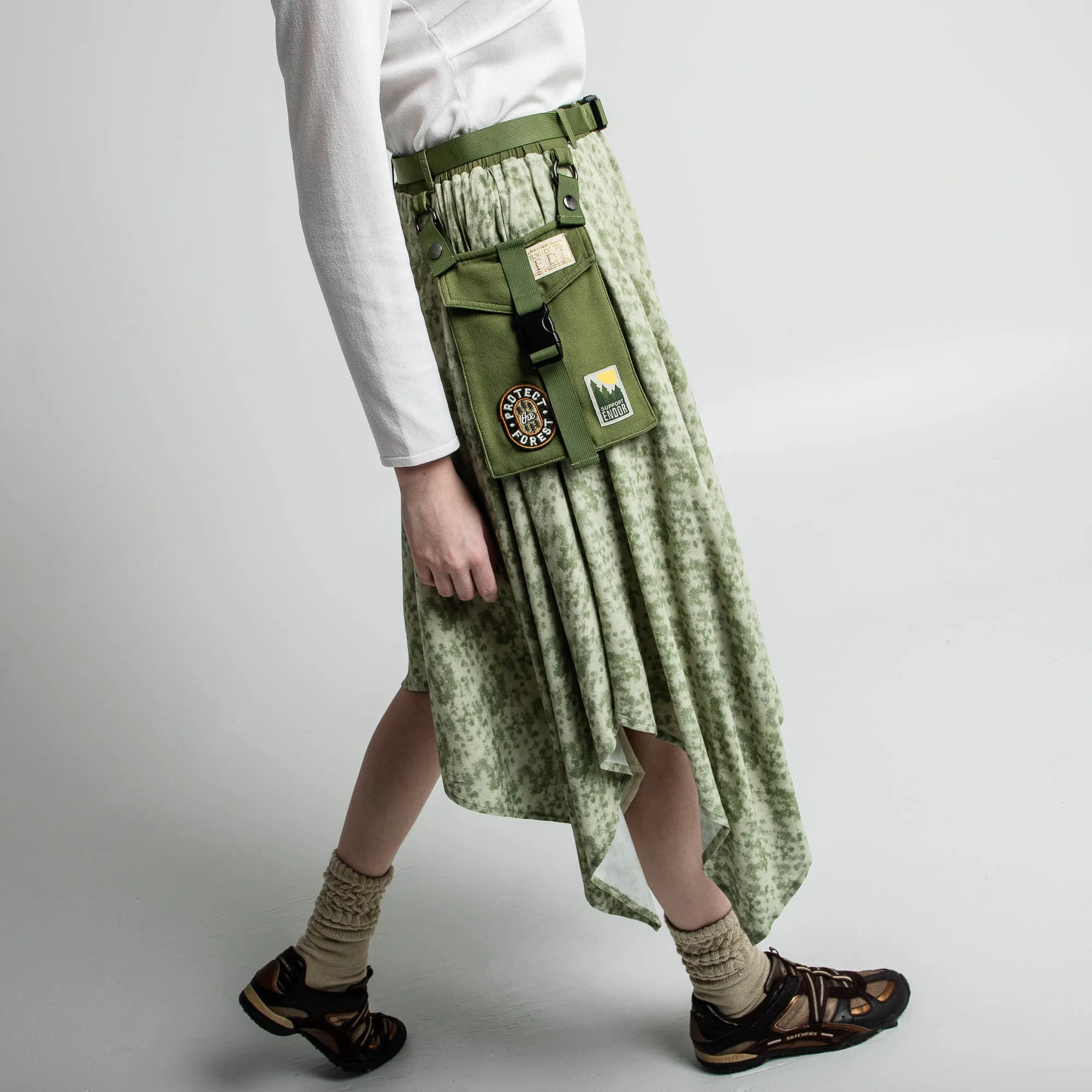 Leia Green Handkerchief Midi Skirt