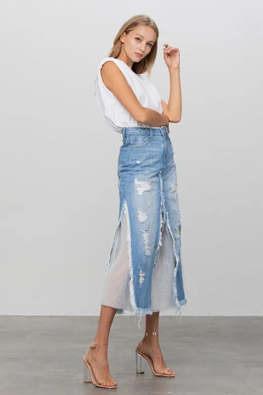 LONG LENGTH DENIM SKIRT