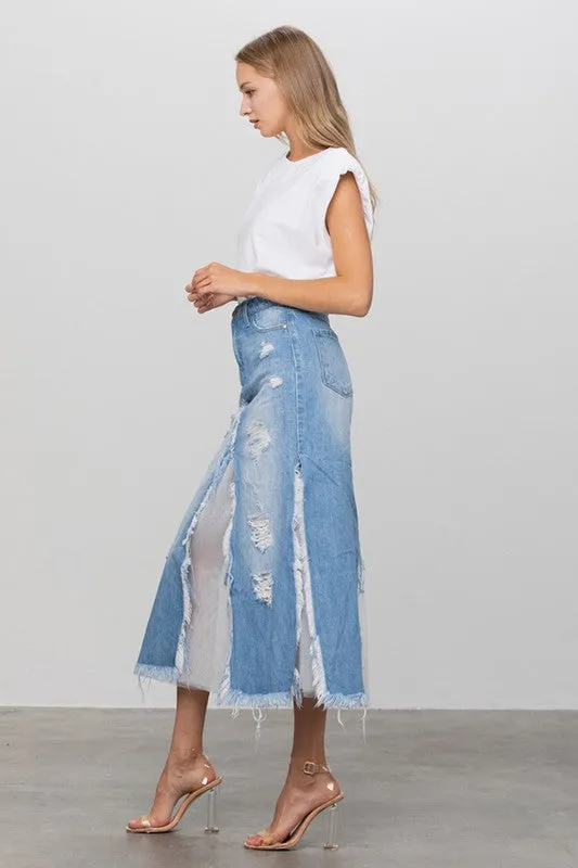 LONG LENGTH DENIM SKIRT