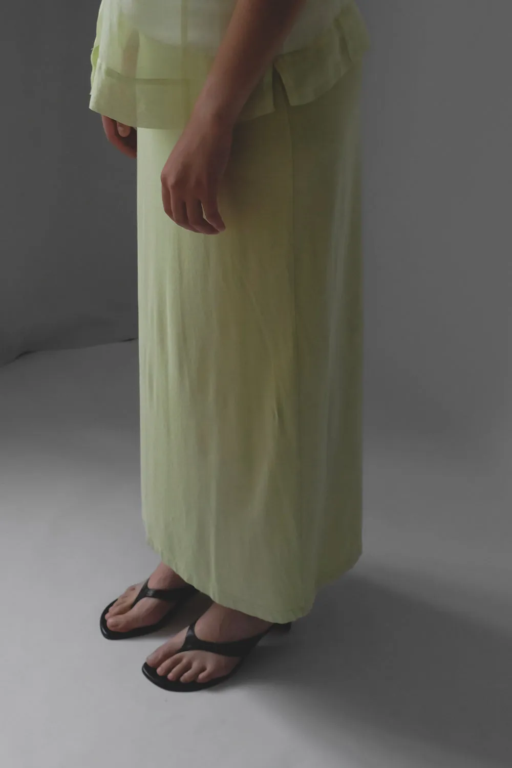 LONG RELAX LIME COTTON SKIRT