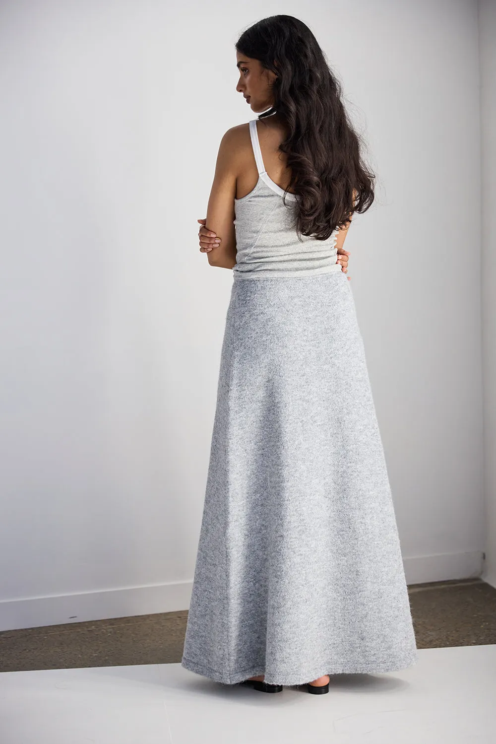 Lya Knit Maxi Skirt Grey Marle