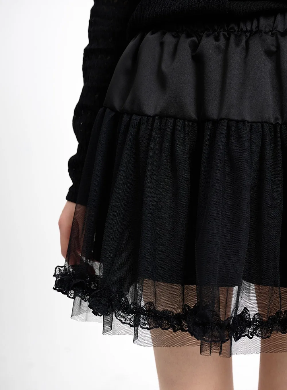 Mesh Ruffle Hem Mini Skirt CM415